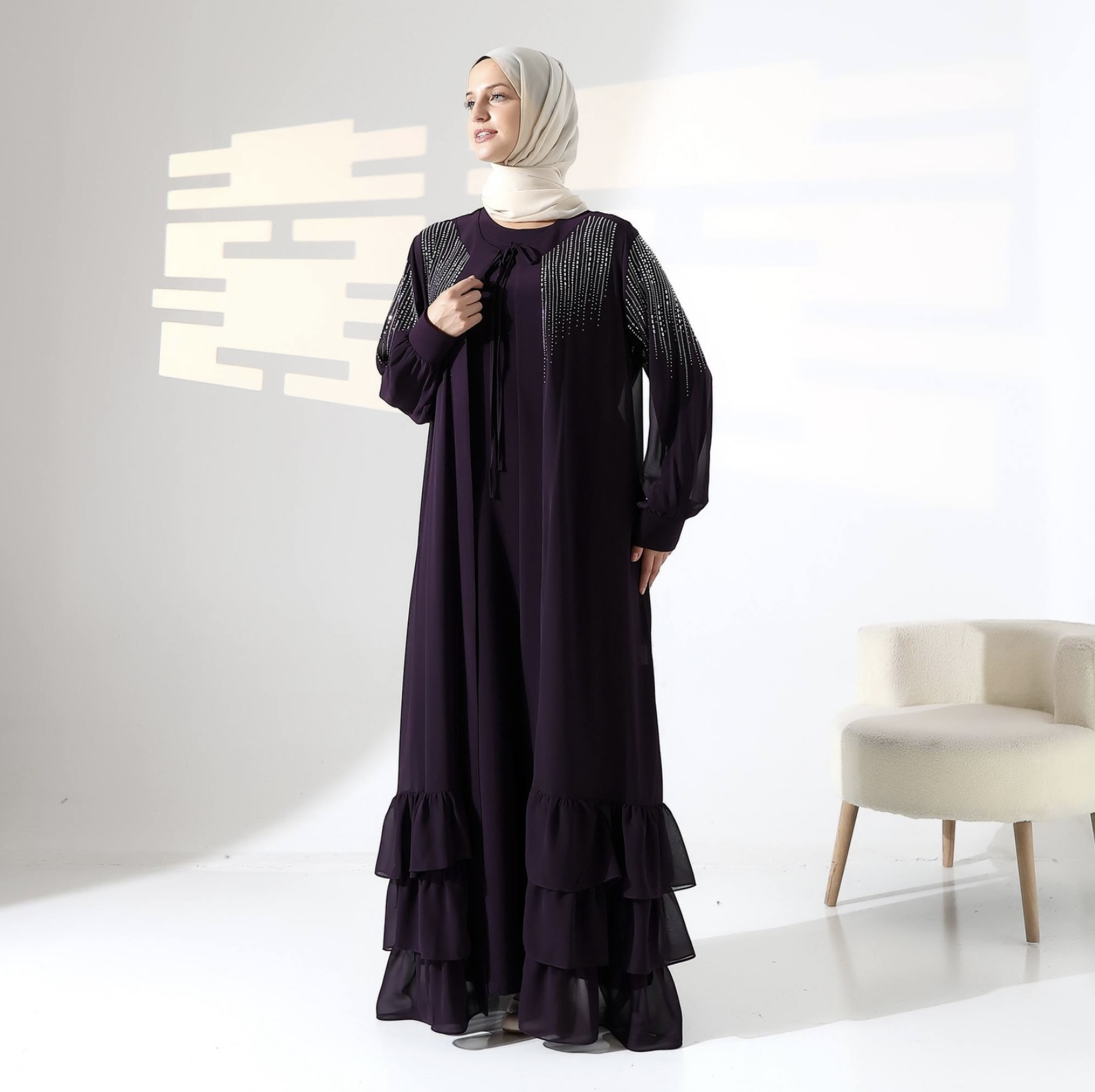 Crystal Embellished Modest Abaya